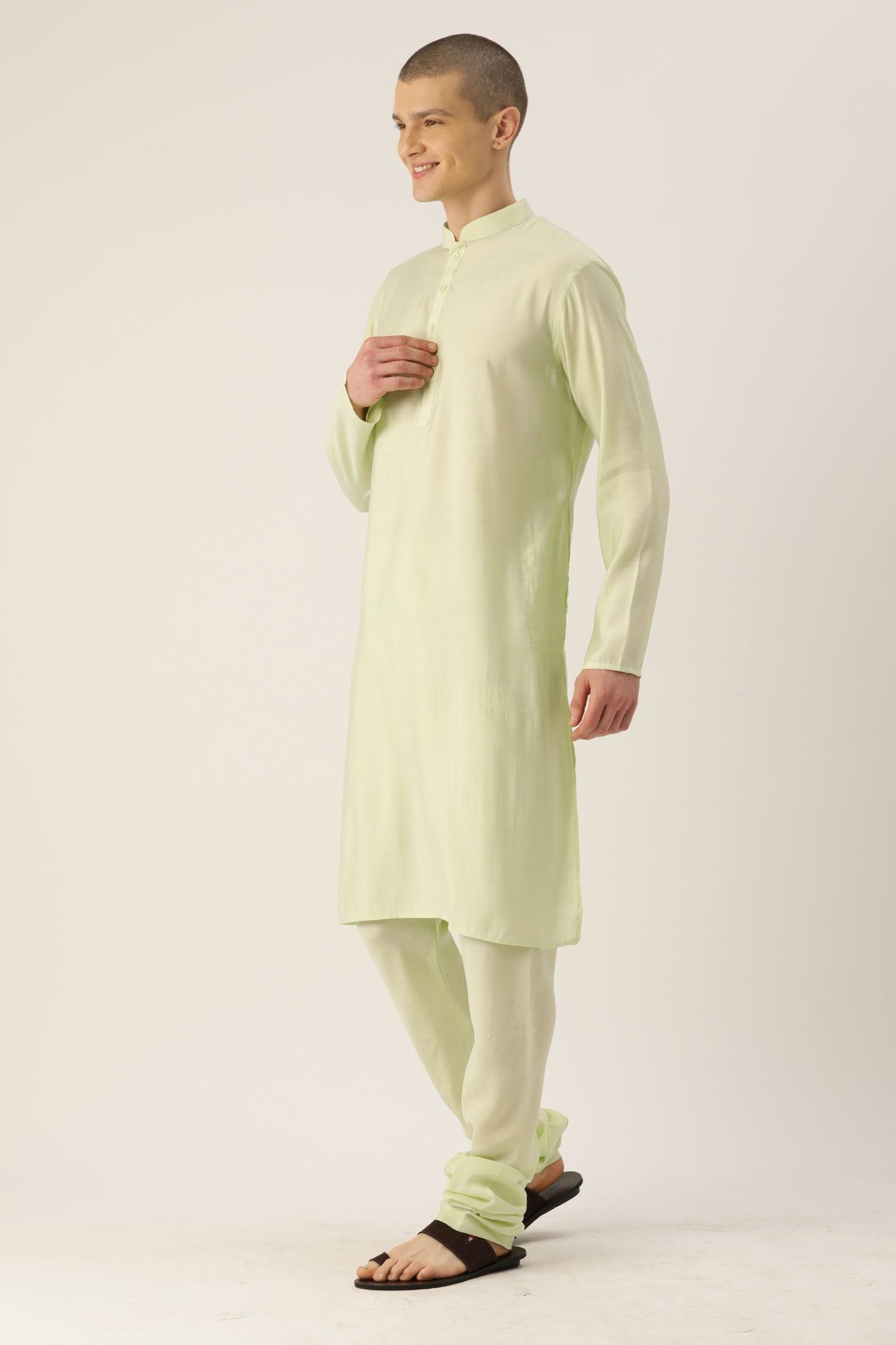 Designer Wear Lime Yellow Color Silk Churidar