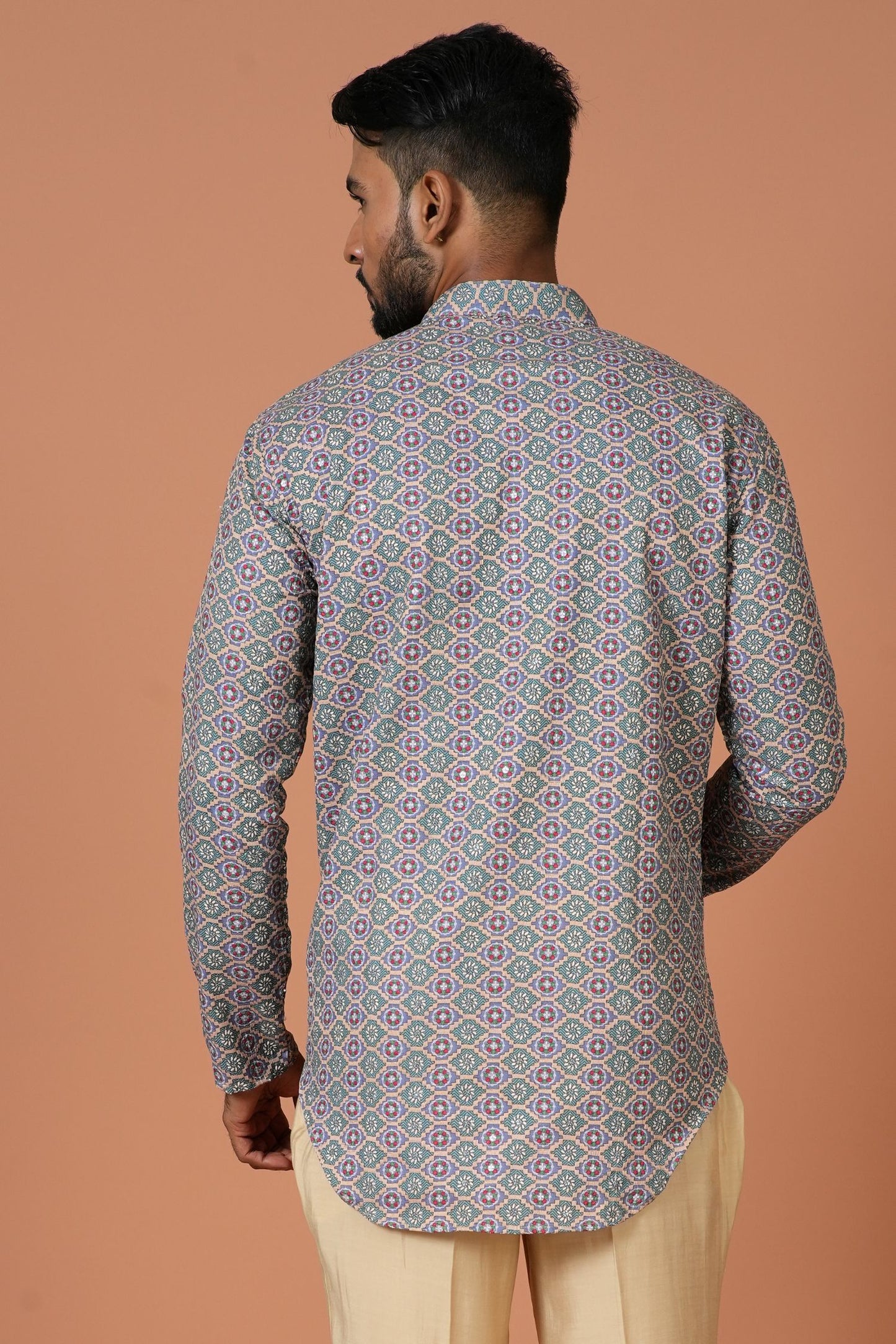 Designer Short Kurta In Grey