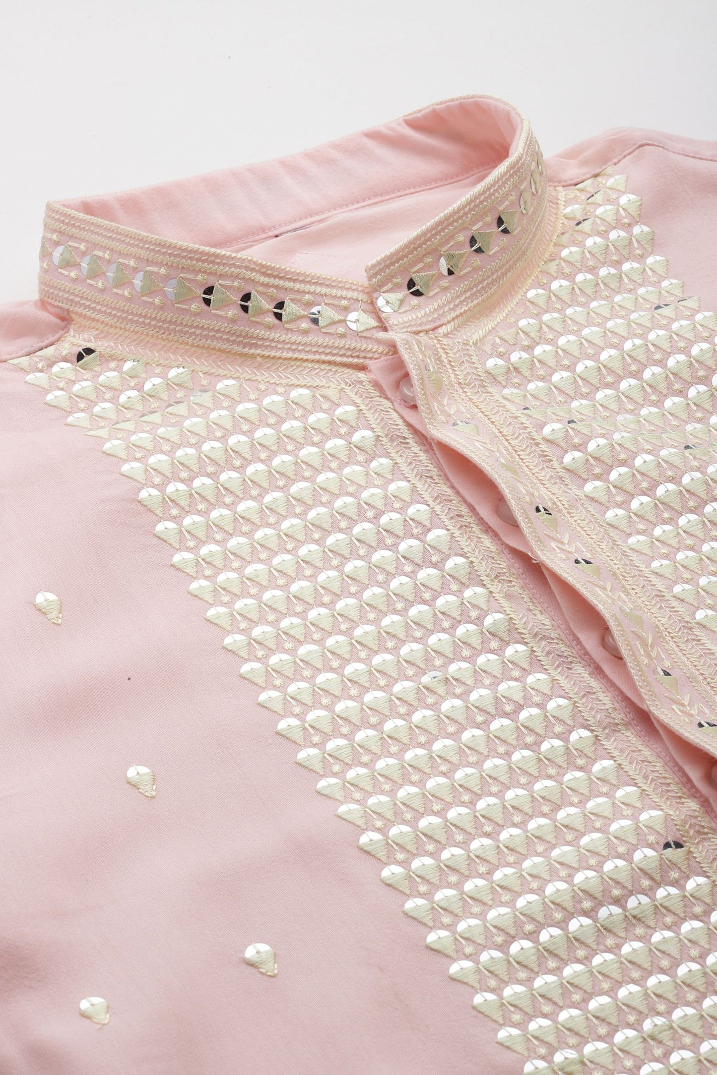 Designer Long Kurta In Baby Pink