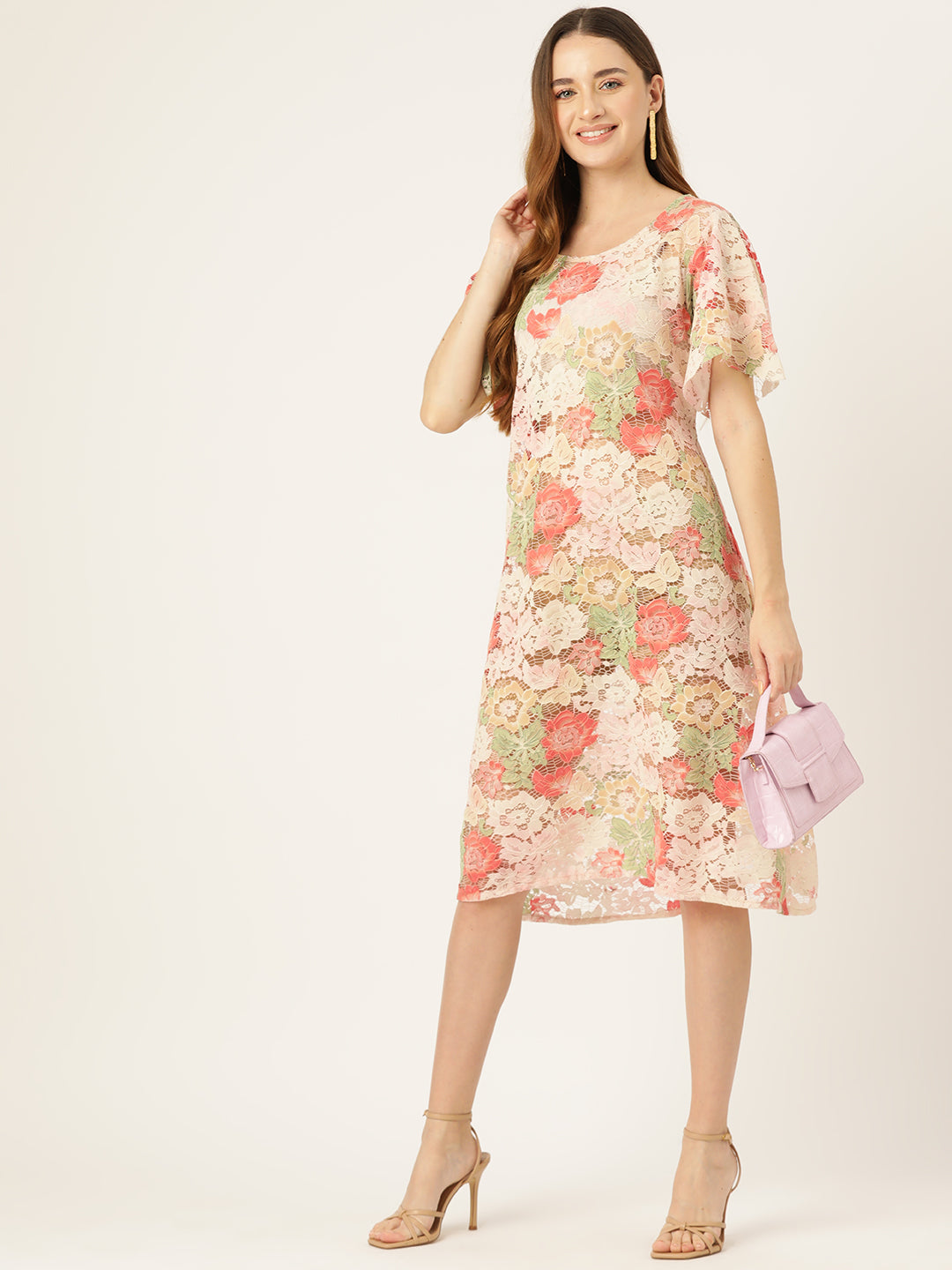 Designer Pink Lace Dress