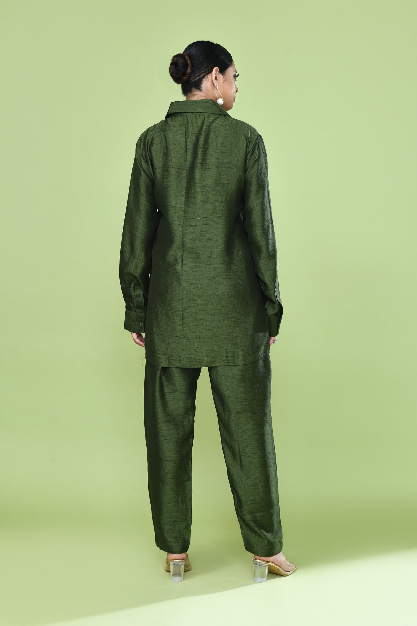 Designer Wear Green Silk Co-Ord Set