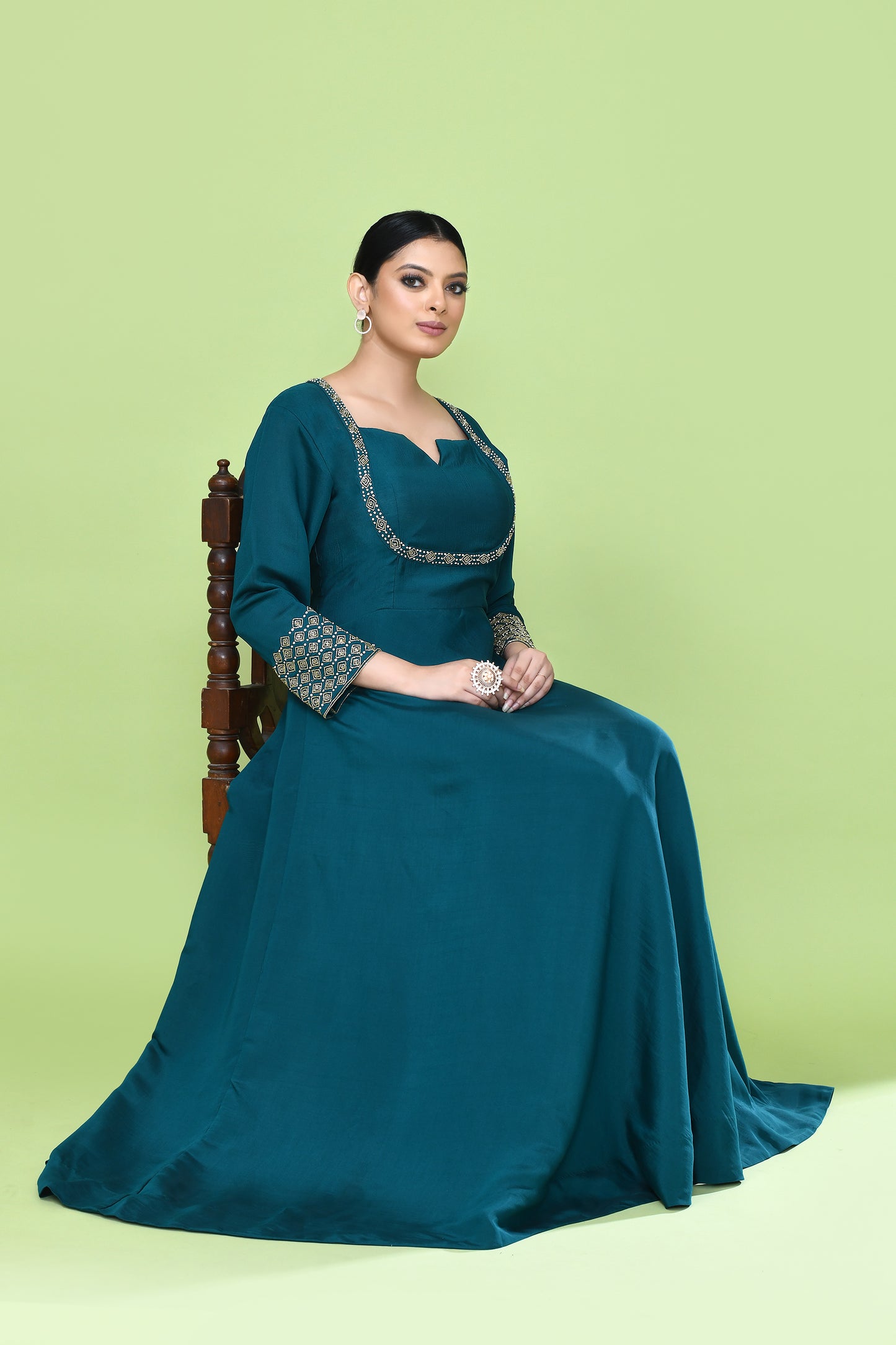 Designer Wear Green Gown