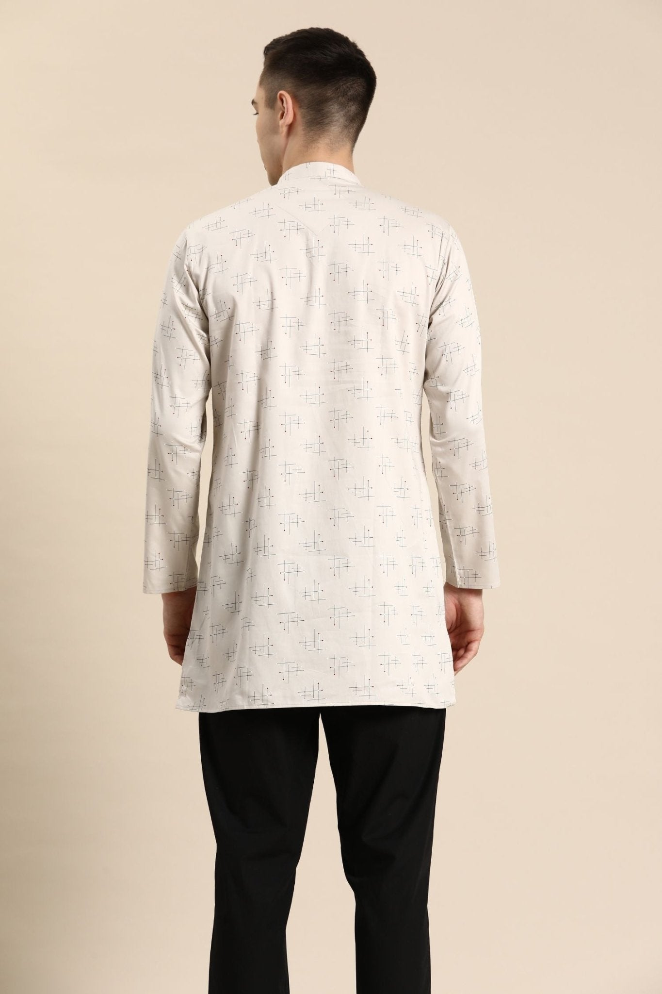 Designer Short Kurta In Grey - Simaaya