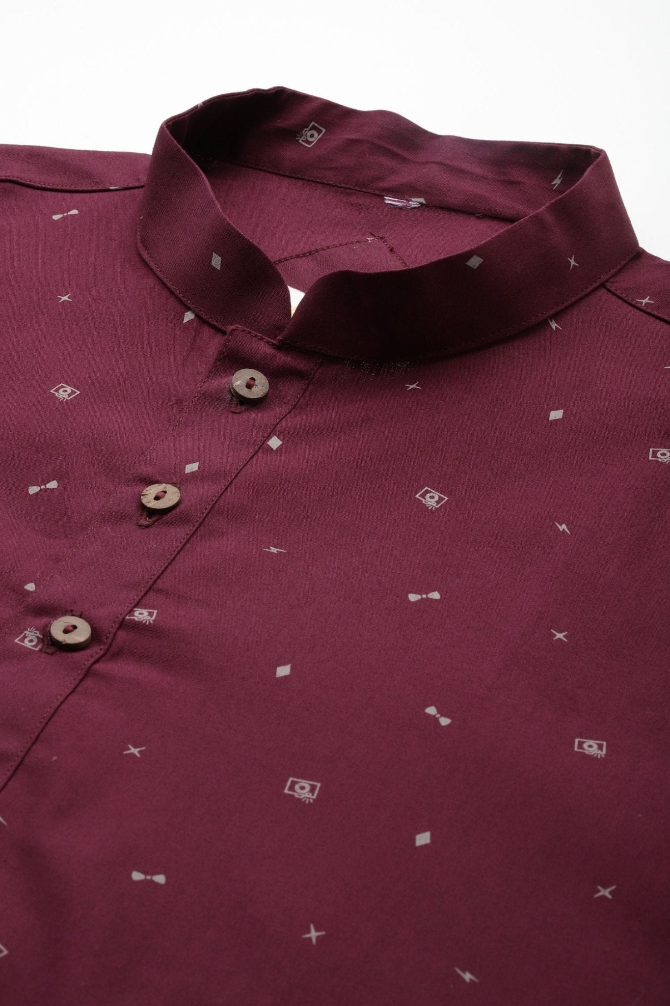 Designer Short Kurta In Red wine - Simaaya