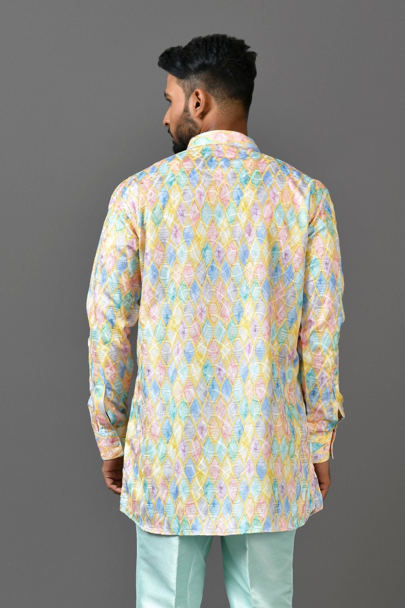 Designer Short Kurta In Yellow - Simaaya