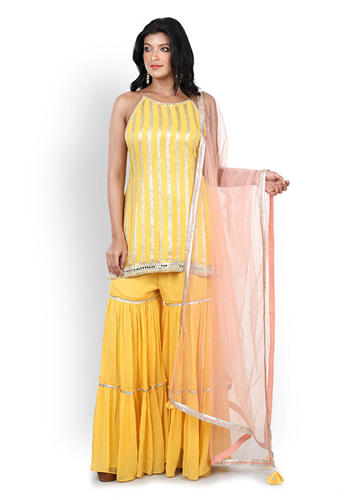 Buy Casual  Sharara In Yellow Color At Online Simaaya