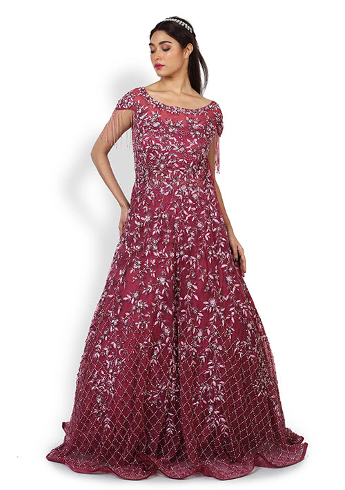 Buy Casual  Gown In Maroon Color At Online Simaaya