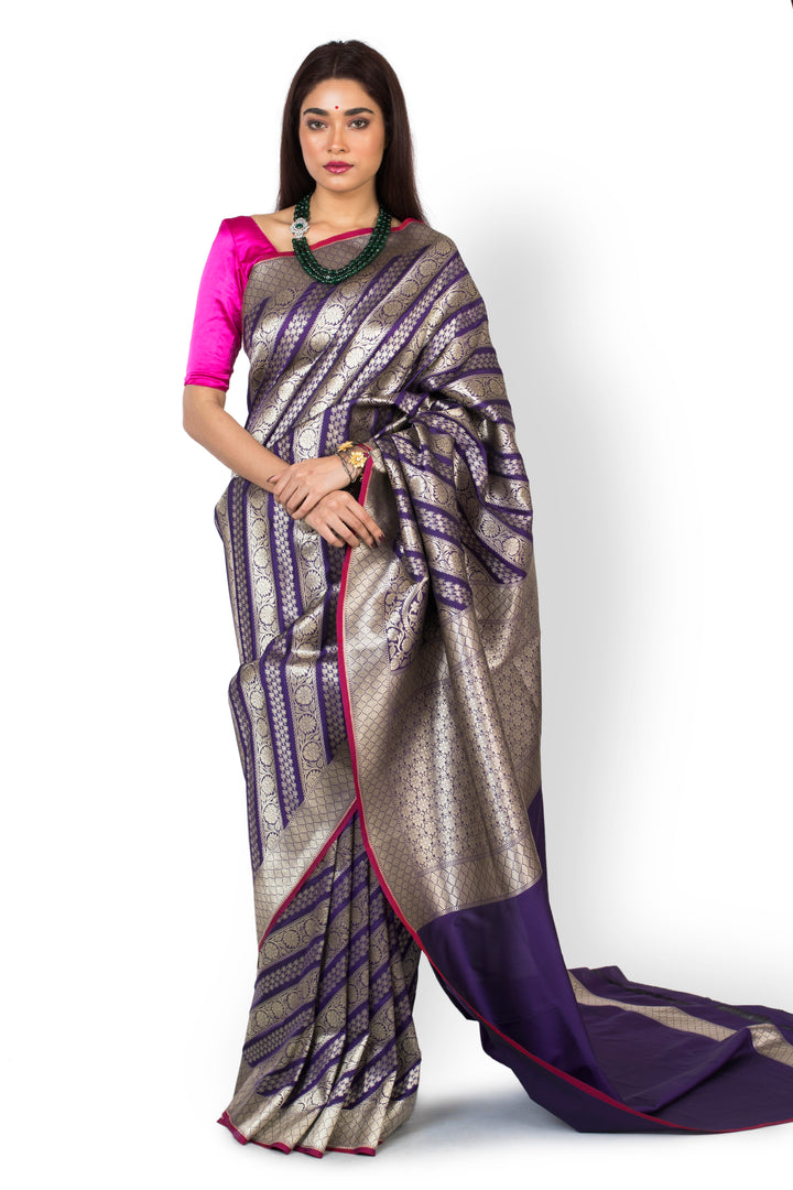 Buy Party Wear Designer Saree In Purple Color At Online Simaaya
