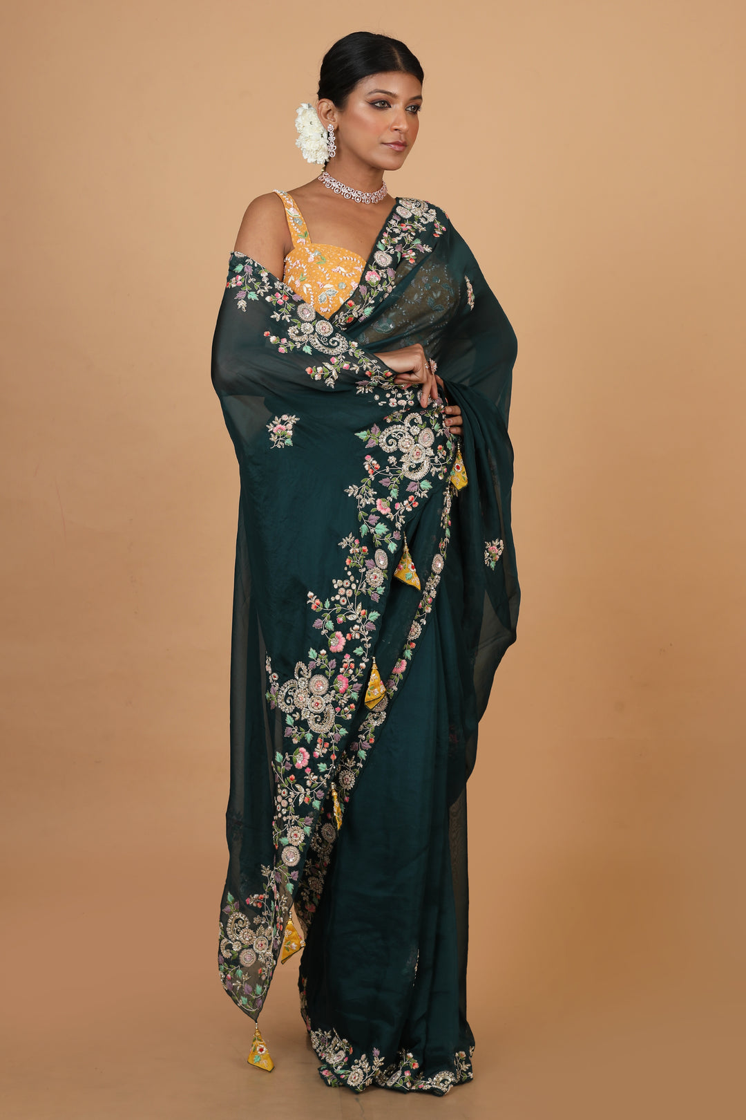 Buy Womens Wear Saree In Dark Green Colour At Online Simaaya