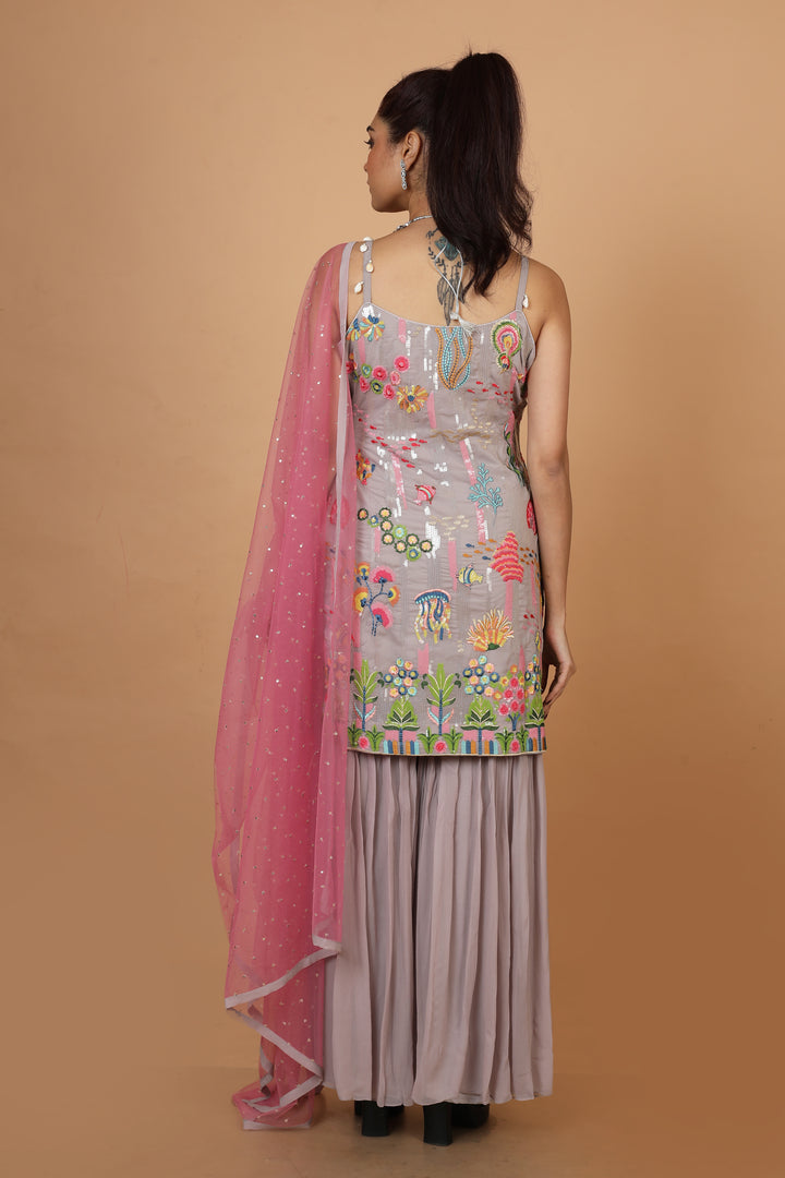 Buy Party Wear Sharara Set In Voilet Colour At Online Simaaya