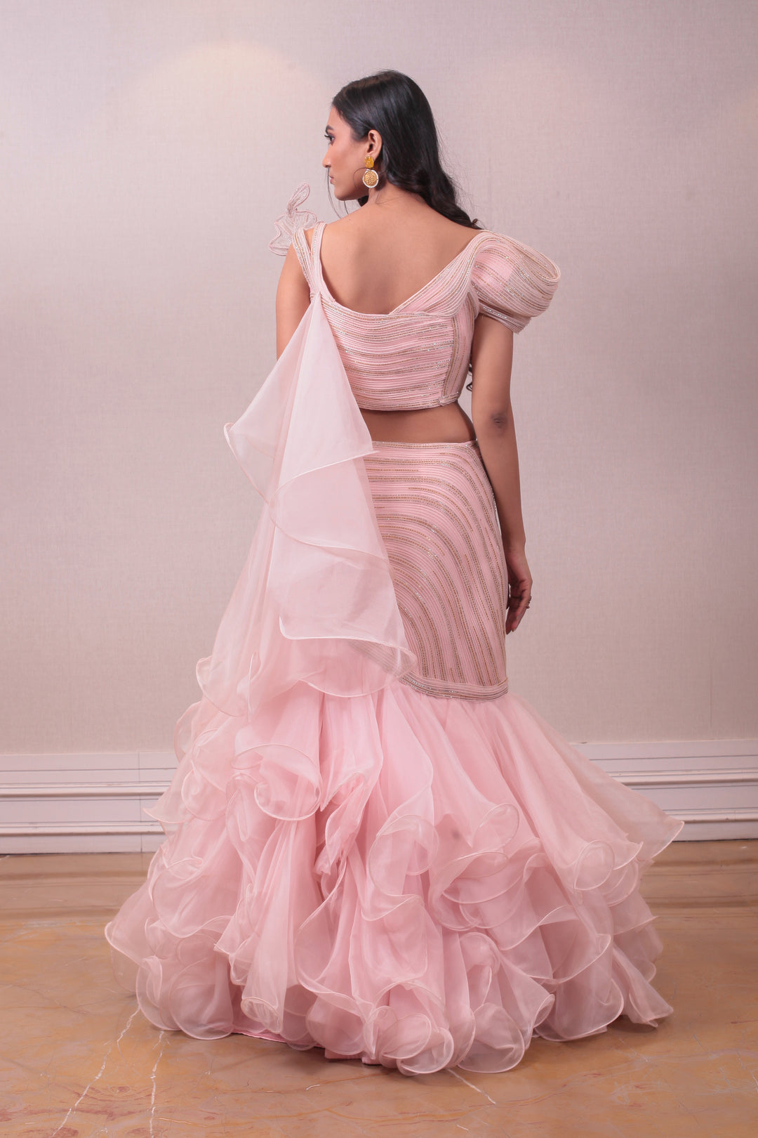 Modern Designer Silhouette's Rosy Pink Ruffled Lehenga