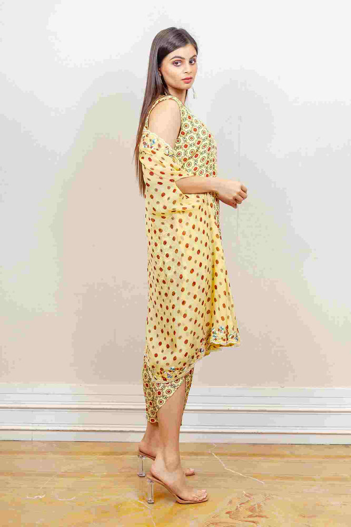 Designer Yellow color Co-ord with Jacket