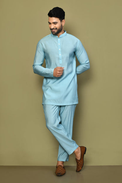 Designer Short Kurta In Sky Blue