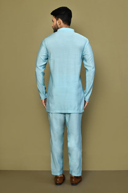 Designer Short Kurta In Sky Blue