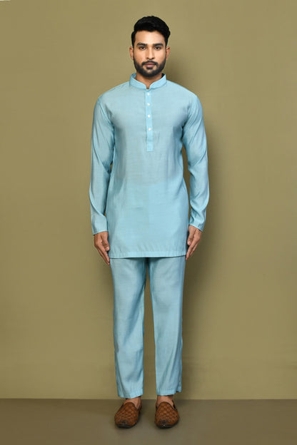 Designer Short Kurta In Sky Blue