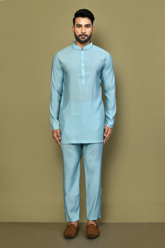 Designer Short Kurta In Sky Blue