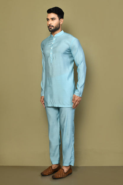 Designer Short Kurta In Sky Blue