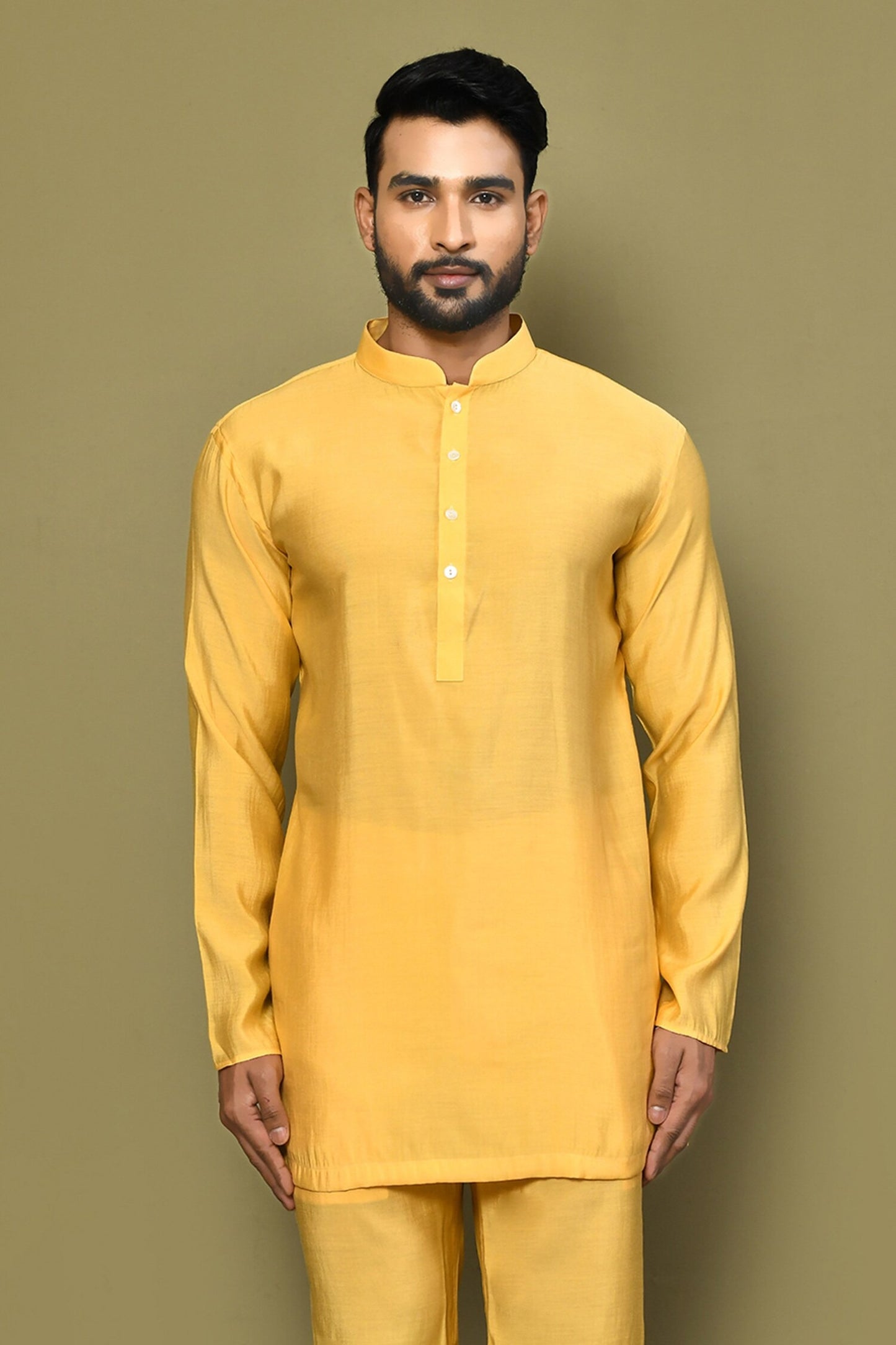 Designer Printed Kurta in Yellow Colour