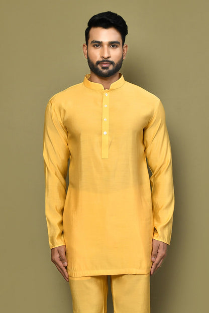 Designer Printed Kurta in Yellow Colour