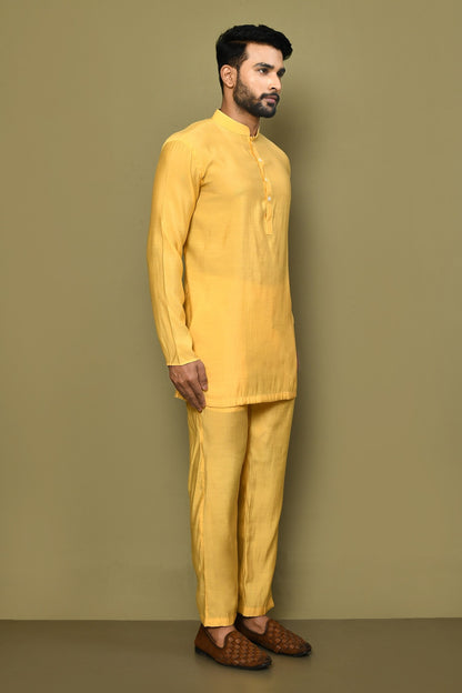 Designer Printed Kurta in Yellow Colour