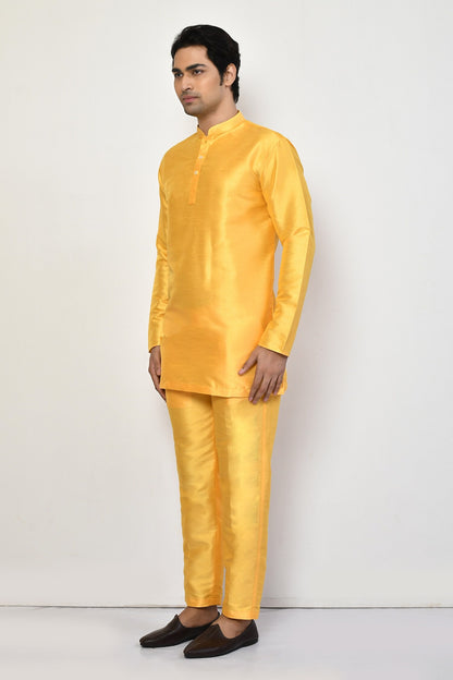 Designer Printed Kurta in Yellow Colour