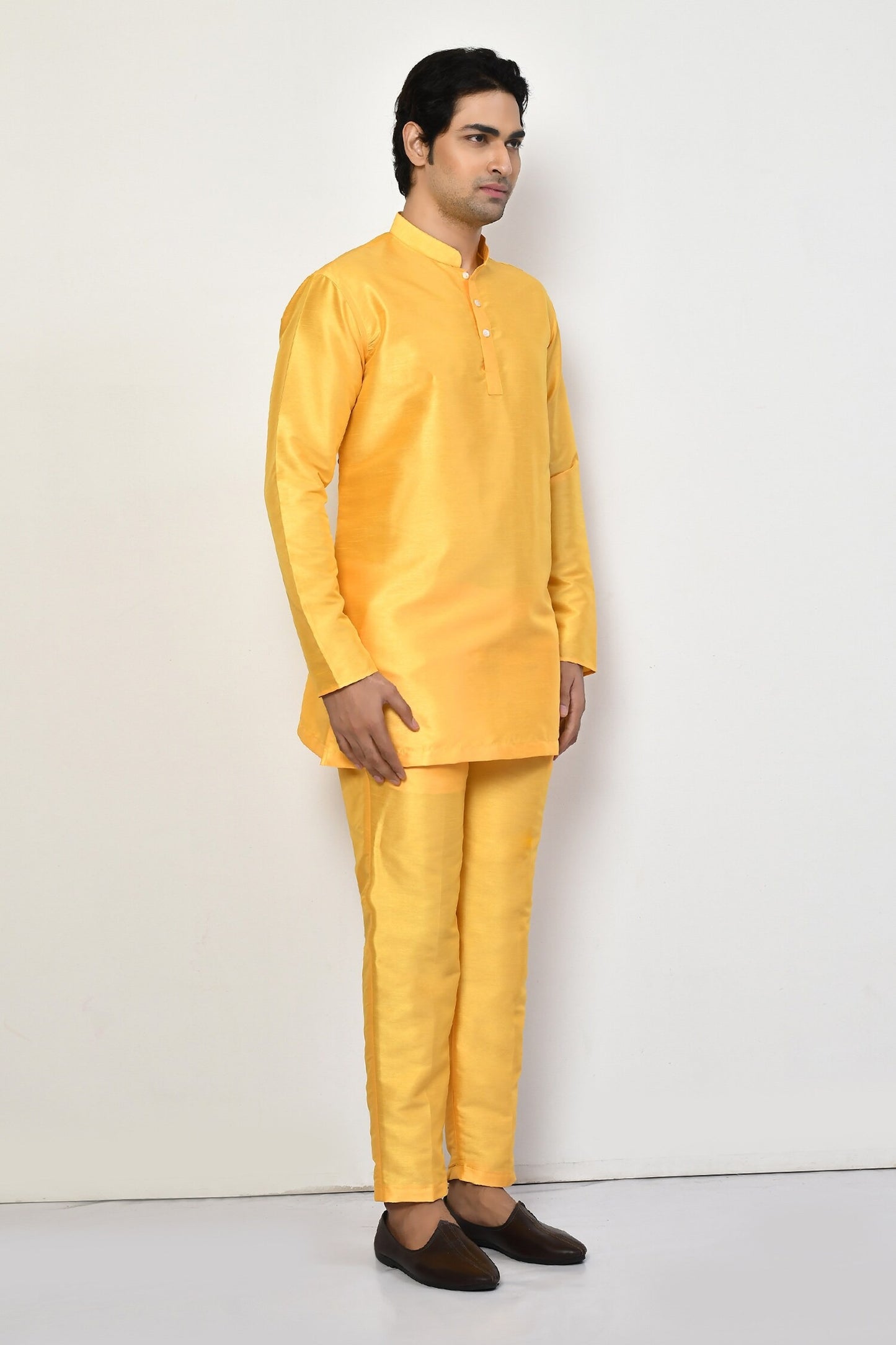 Designer Printed Kurta in Yellow Colour