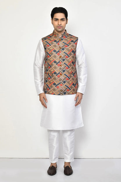 Designer Printed Jacket In Green Colour