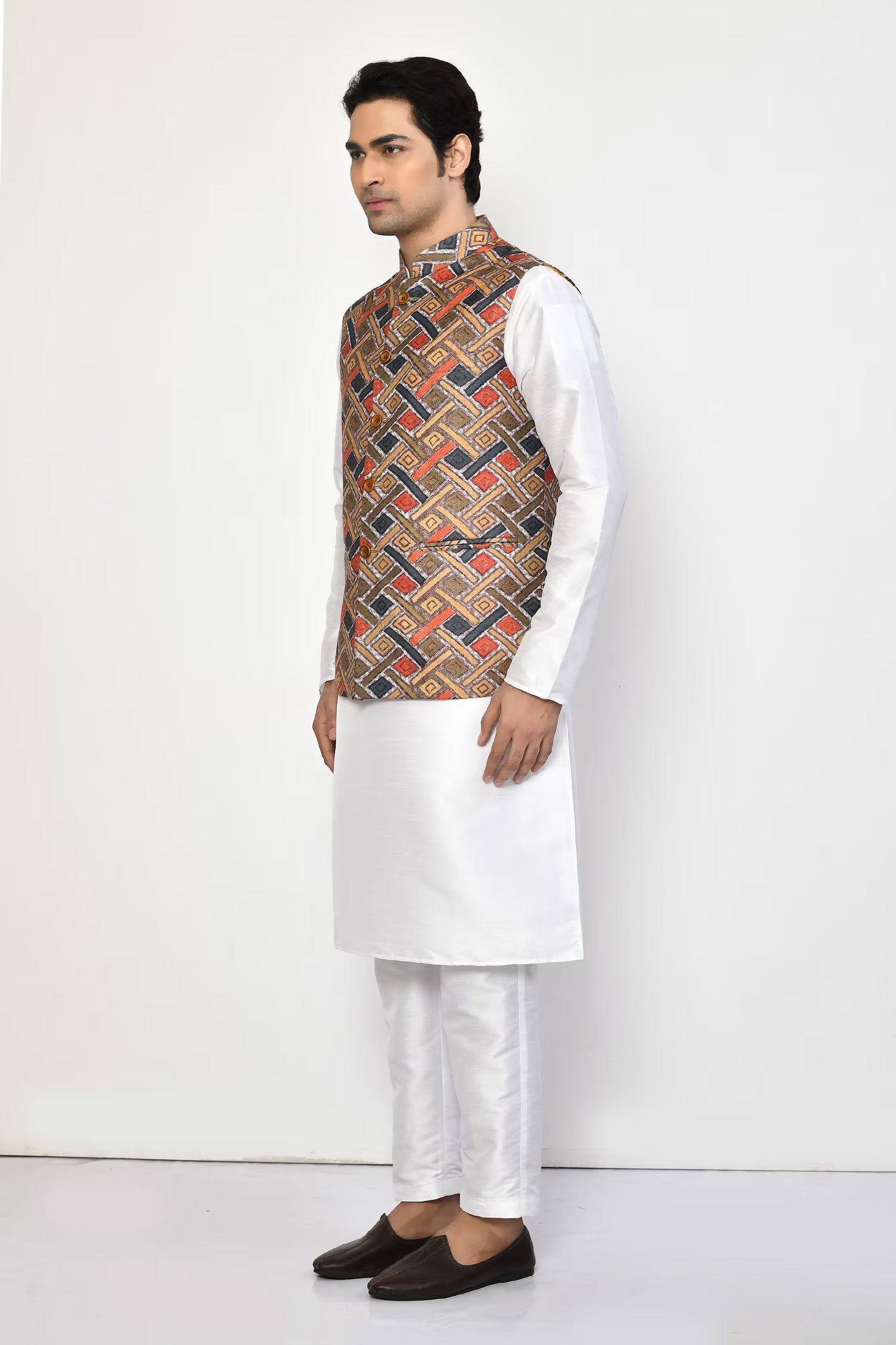 Designer Printed Jacket In Green Colour