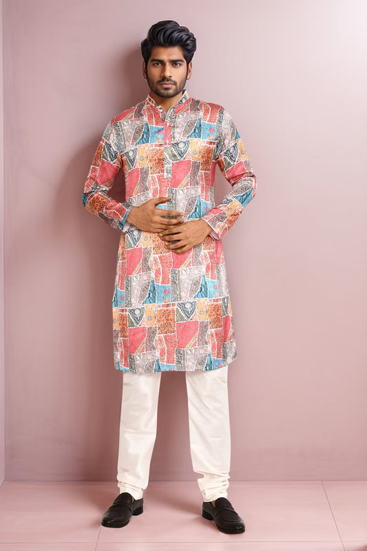 Designer Long Kurta set in Multi Color
