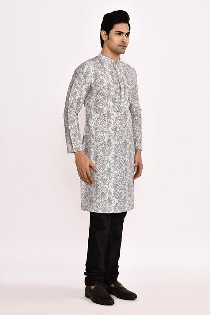 Designer Long Kurta set in Grey and Black
