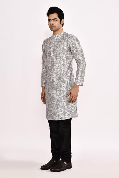 Designer Long Kurta set in Grey and Black
