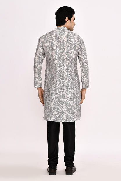 Designer Long Kurta set in Grey and Black