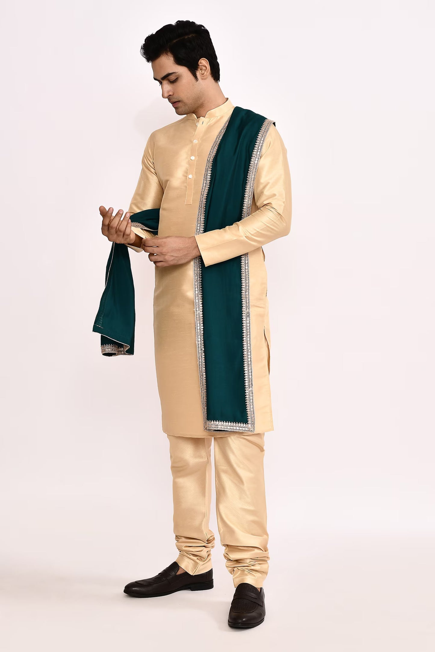 DESIGNER SILK KURTA  SILK CHURIDAR  & COTTON DUPATTA
