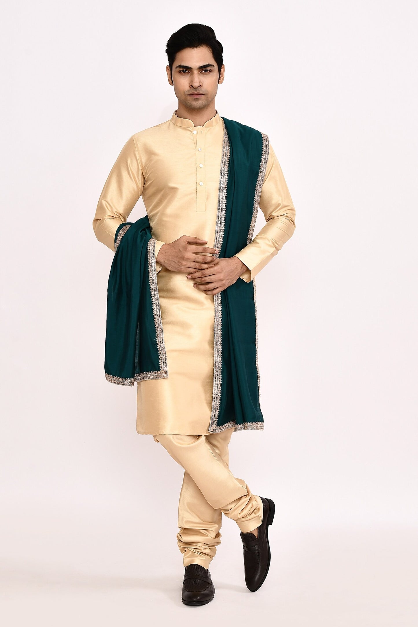 DESIGNER SILK KURTA  SILK CHURIDAR  & COTTON DUPATTA