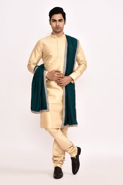 DESIGNER SILK KURTA  SILK CHURIDAR  & COTTON DUPATTA