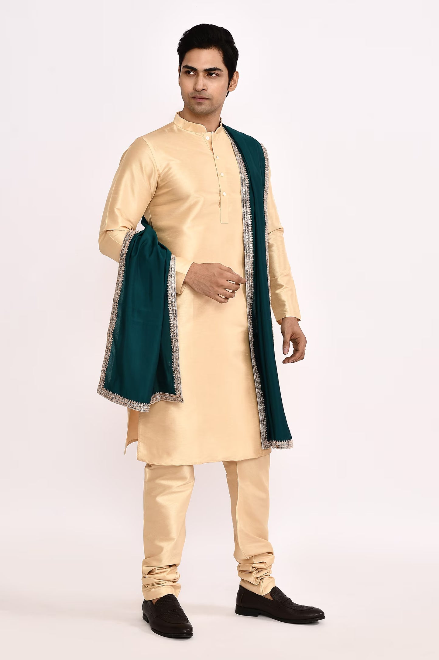 DESIGNER SILK KURTA  SILK CHURIDAR  & COTTON DUPATTA