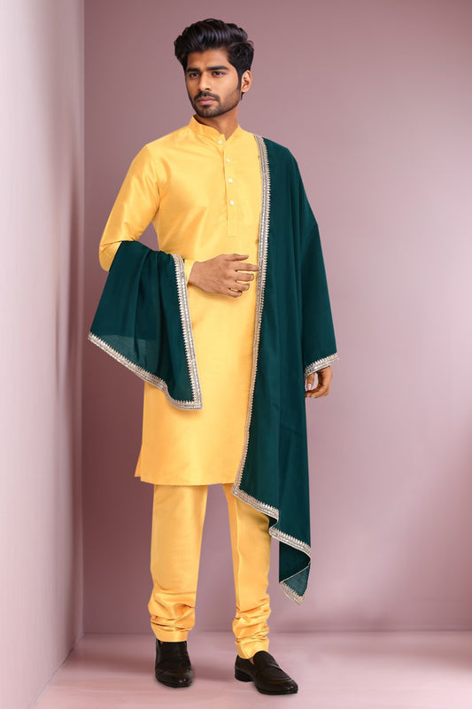 DESIGNER SILK KURTA SILK CHURIDAR & COTTON DUPATTA