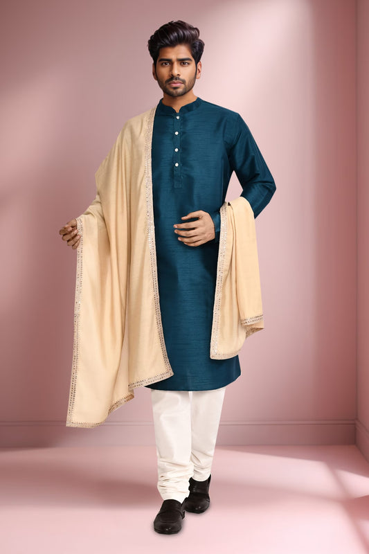 DESIGNER SILK KURTA  SILK CHURIDAR & COTTON DUPATTA