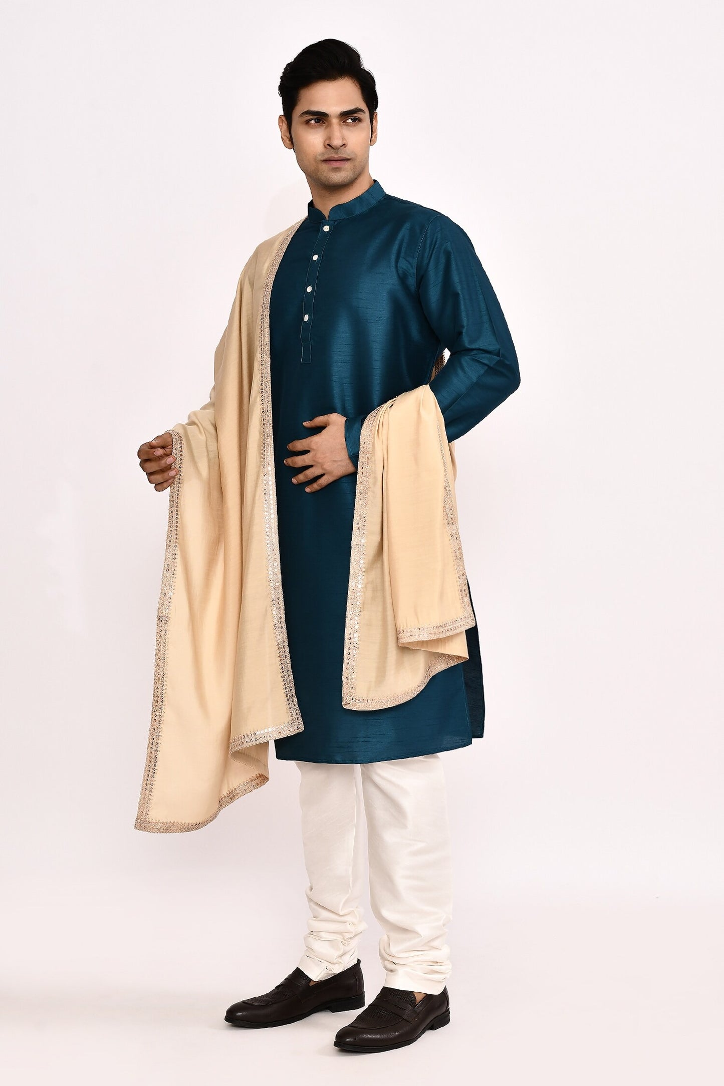 DESIGNER SILK KURTA  SILK CHURIDAR & COTTON DUPATTA