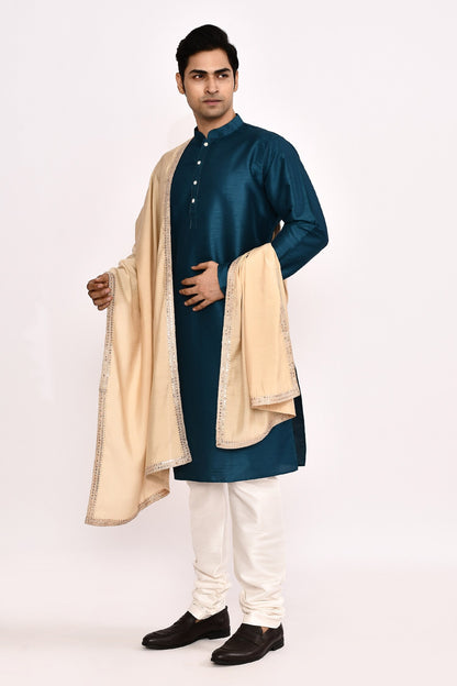 DESIGNER SILK KURTA  SILK CHURIDAR & COTTON DUPATTA