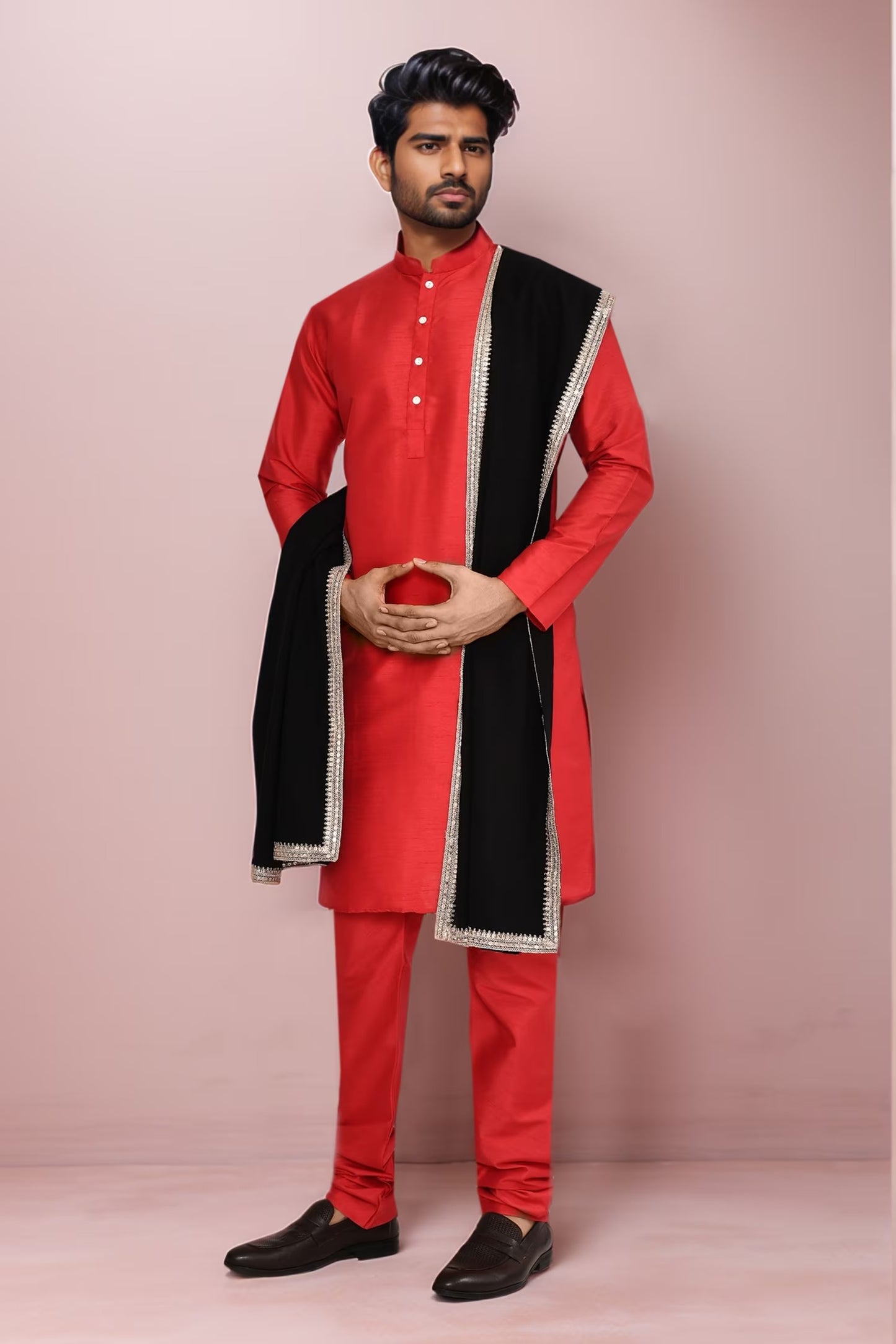 DESIGNER SILK KURTA  SILK CHURIDAR &  COTTON DUPATTA
