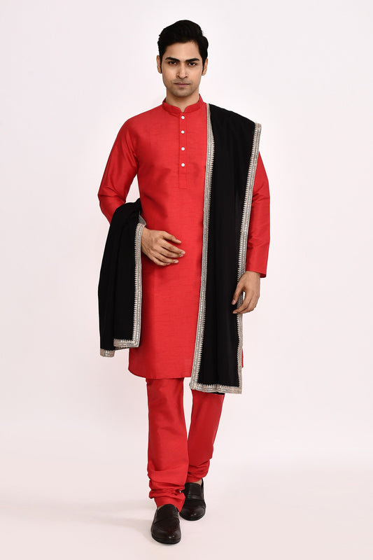 DESIGNER SILK KURTA  SILK CHURIDAR &  COTTON DUPATTA