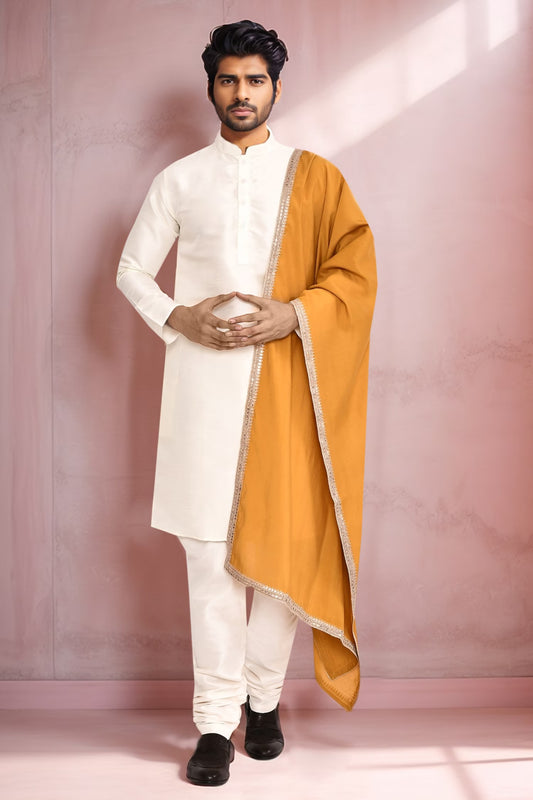DESIGNER SILK KURTA  SILK CHURIDAR & COTTON DUPATTA