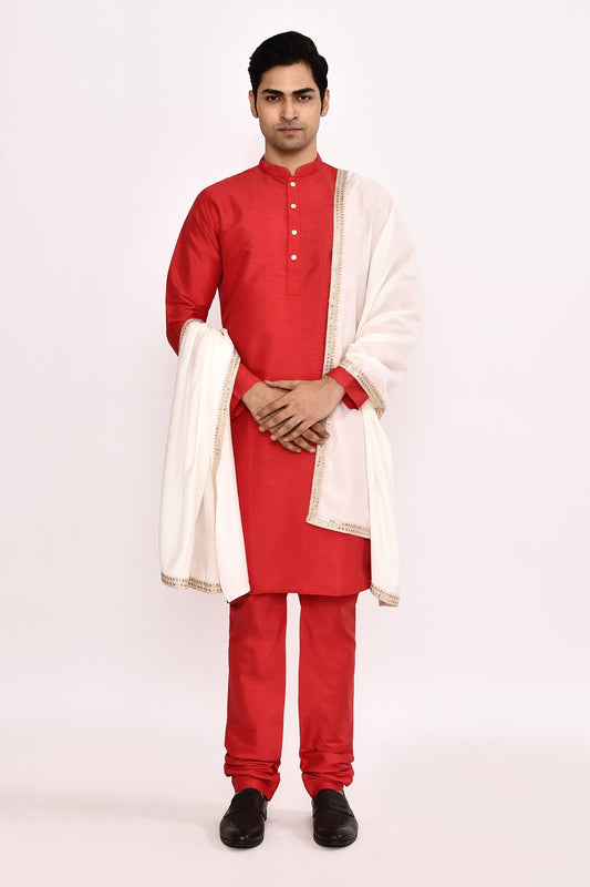 DESIGNER SILK KURTA SILK CHURIDAR & COTTON DUPATTA