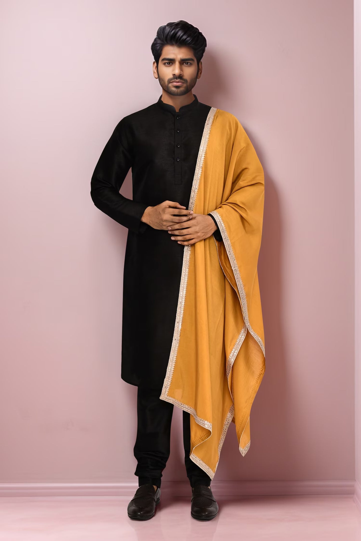 DESIGNER SILK KURTA  SILK CHURIDAR & COTTON DUPATTA