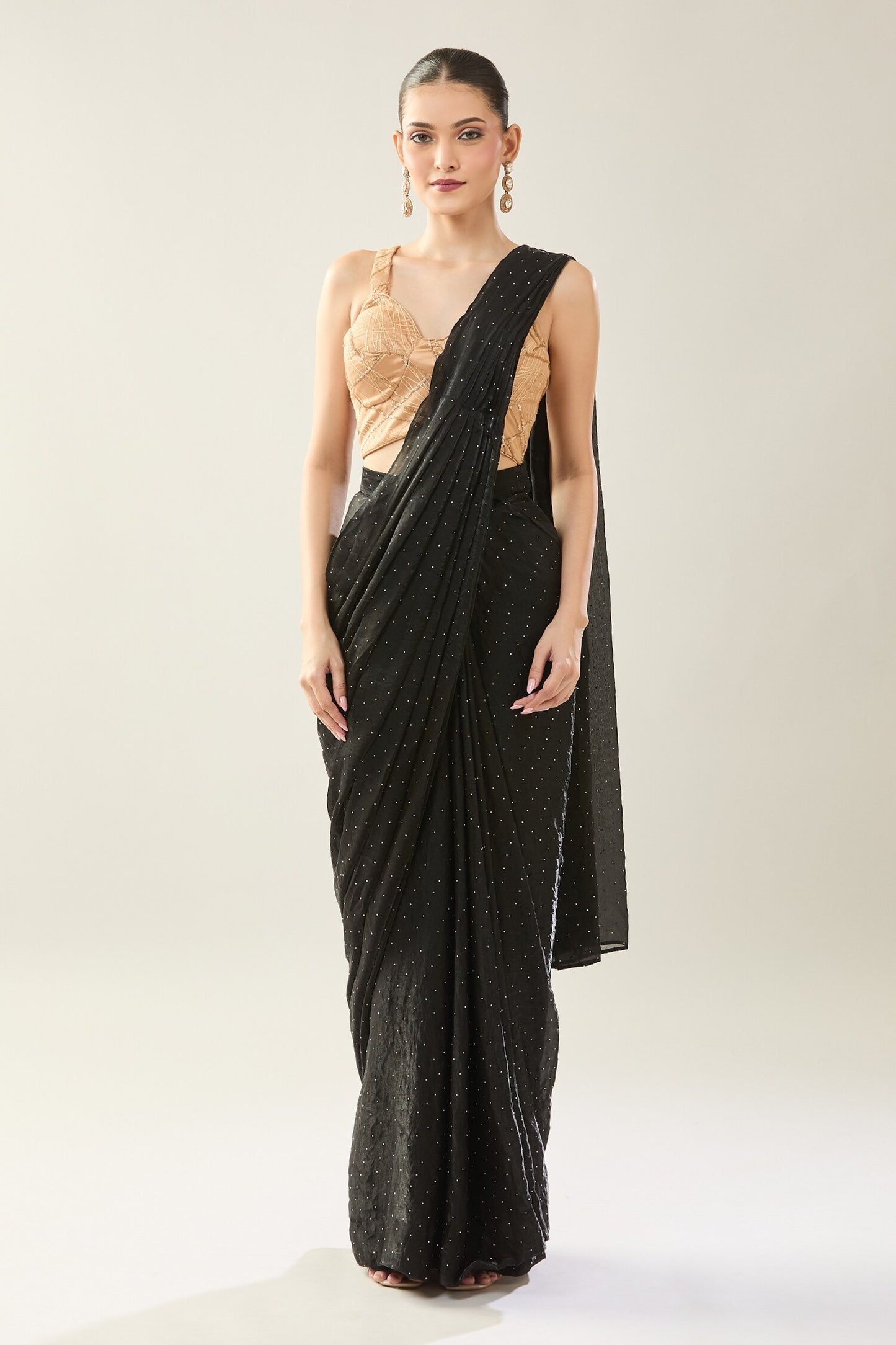 Designer Wear  Black  Diamond Silk  Drape Saree