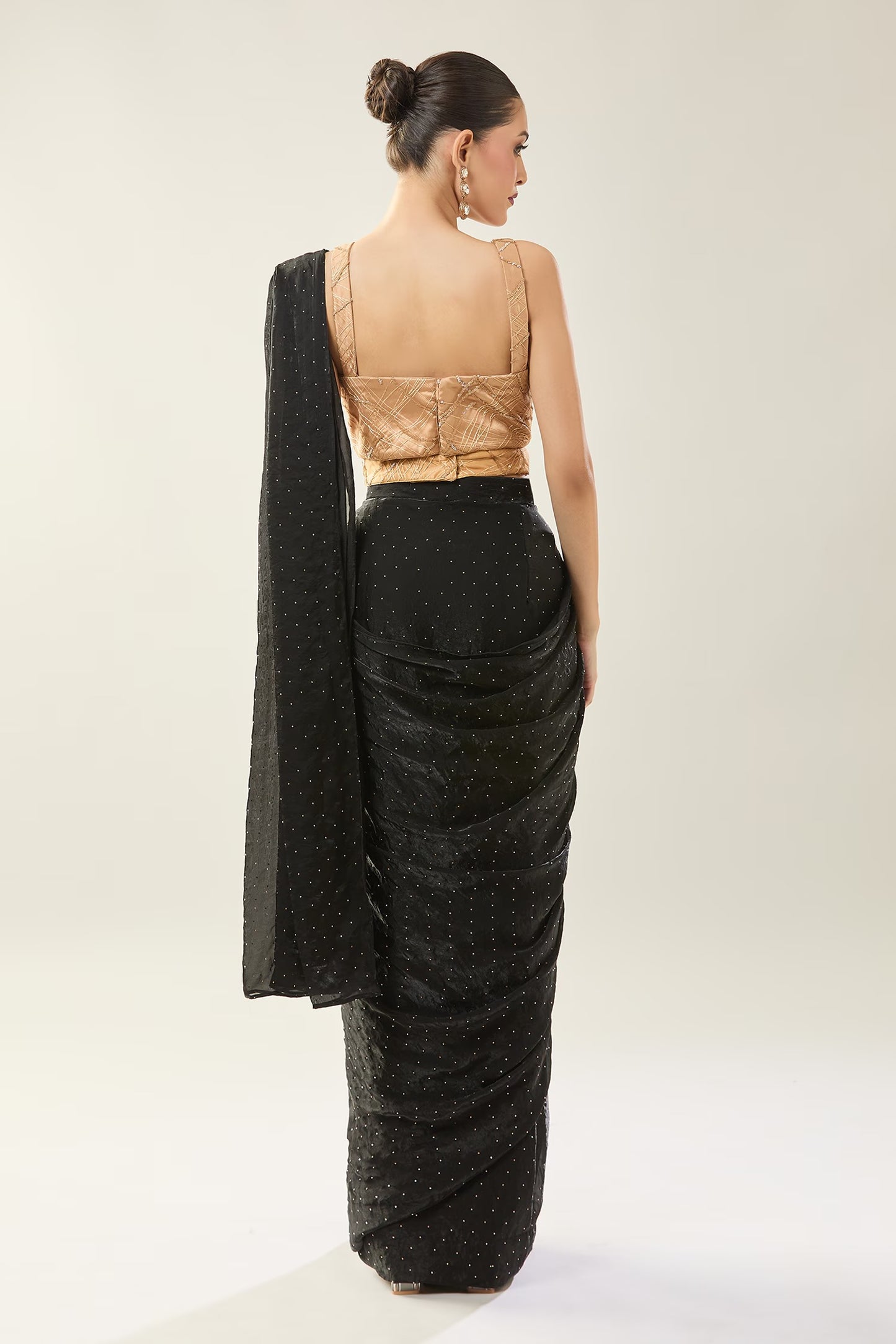 Designer Wear  Black  Diamond Silk  Drape Saree