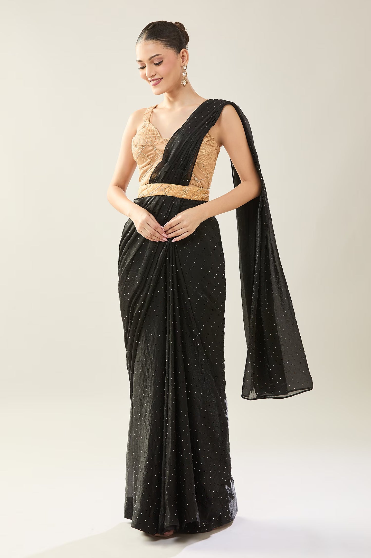 Designer Wear  Black  Diamond Silk  Drape Saree