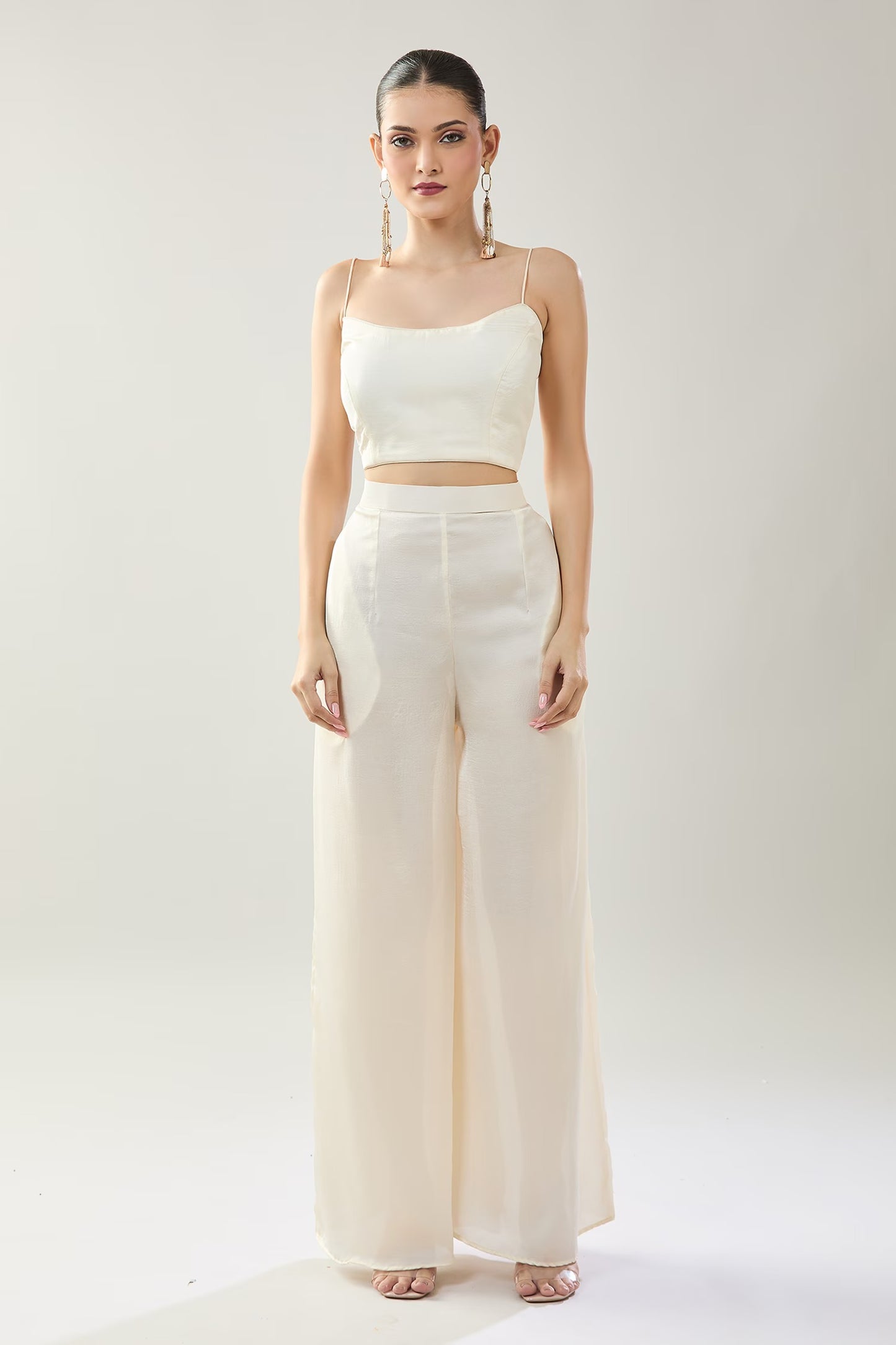 Designer Wear White Open Jacket And Pant Set