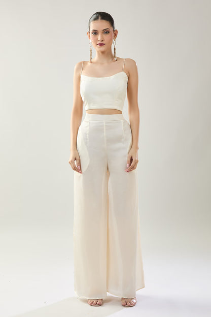 Designer Wear White Open Jacket And Pant Set